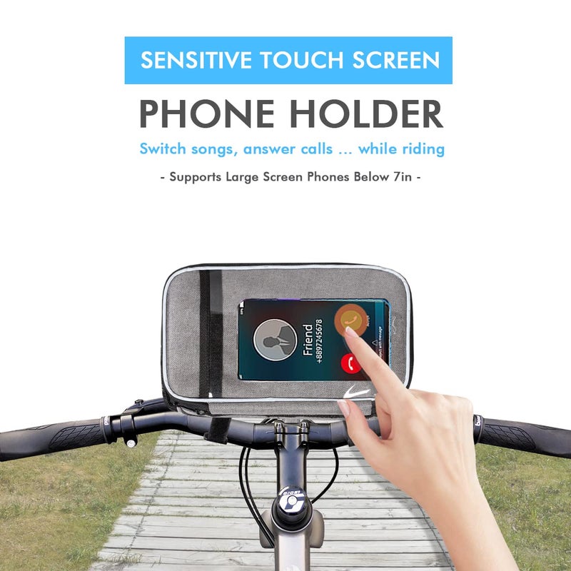 MATTISAM Bike Handlebar Bag - Front Basket with Bike Phone Mount, Bicycle Cooler Pouch Pack for Kids Girls Boys Men Women - Image 3
